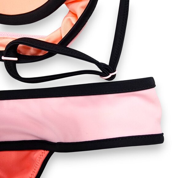 VICTORIA'S SECRET- Women's- Coral Pink Bikini with Black Trim- SIZE 32 C- NWT - Picture 11 of 13